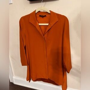 Lafayette 148 will brunt orange button down shirt